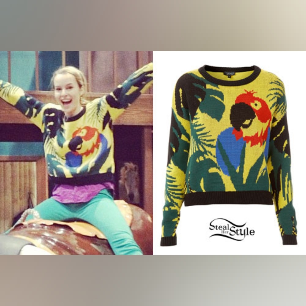 Topshop "tropical parrot" cropped sweater
